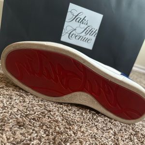 Christian Louboutin Tricolor Suede, Canvas and Patent Leather Louis Junior Spike